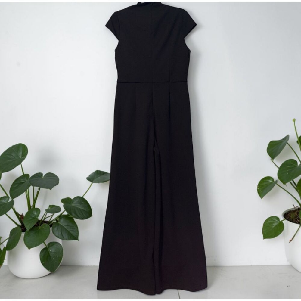 Women's Black Wide Leg Jumpsuit Cap Sleeve Size 6 - Picture 2 of 2